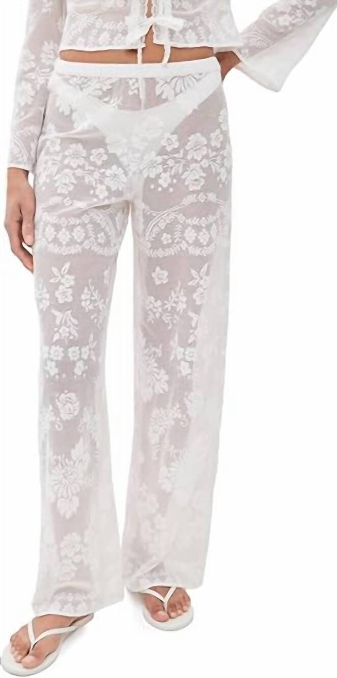 NEW LOVESHACKFANCY womne's jessia lace cover-up pants in white